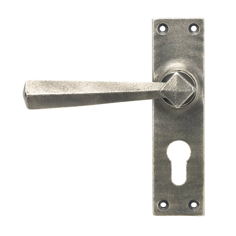 Straight Lock Door Handle, Antique Pewter