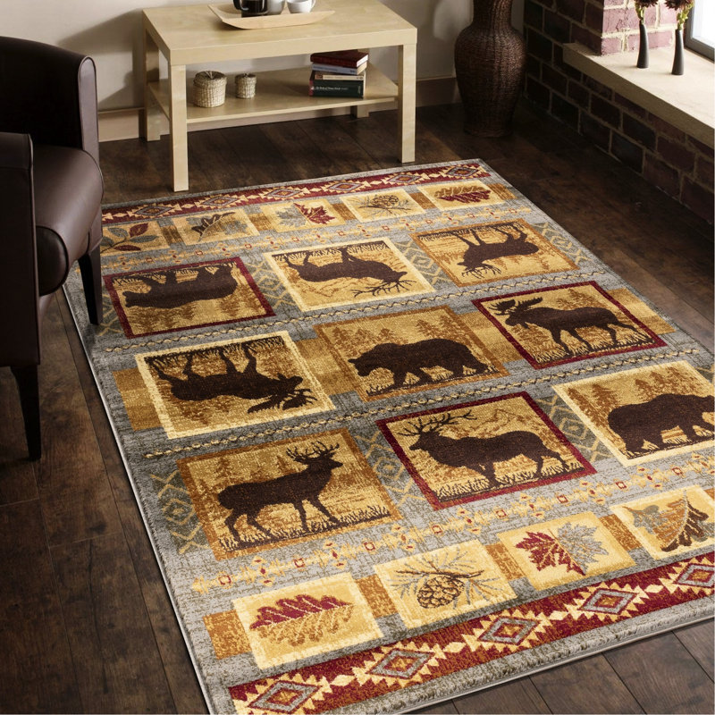 2 Ft. X 3 Polypropylene Lodge Area Rug, Blue And Stain- For Deck Rug In, Rectangle 1'11" x 3'