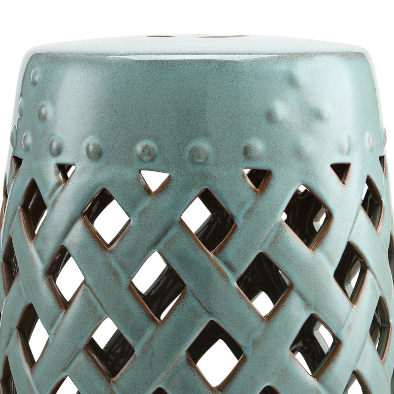 Tabouret de table de jardin 13 po x 18 po en céramique, émail bleu antique, porcelaine robuste, polyvalent pour l'extérieur et l'intérieur, tabouret ornement 13 po x 18 po, céramique, polyvalent, pour patio, terrasse, cour, ornements