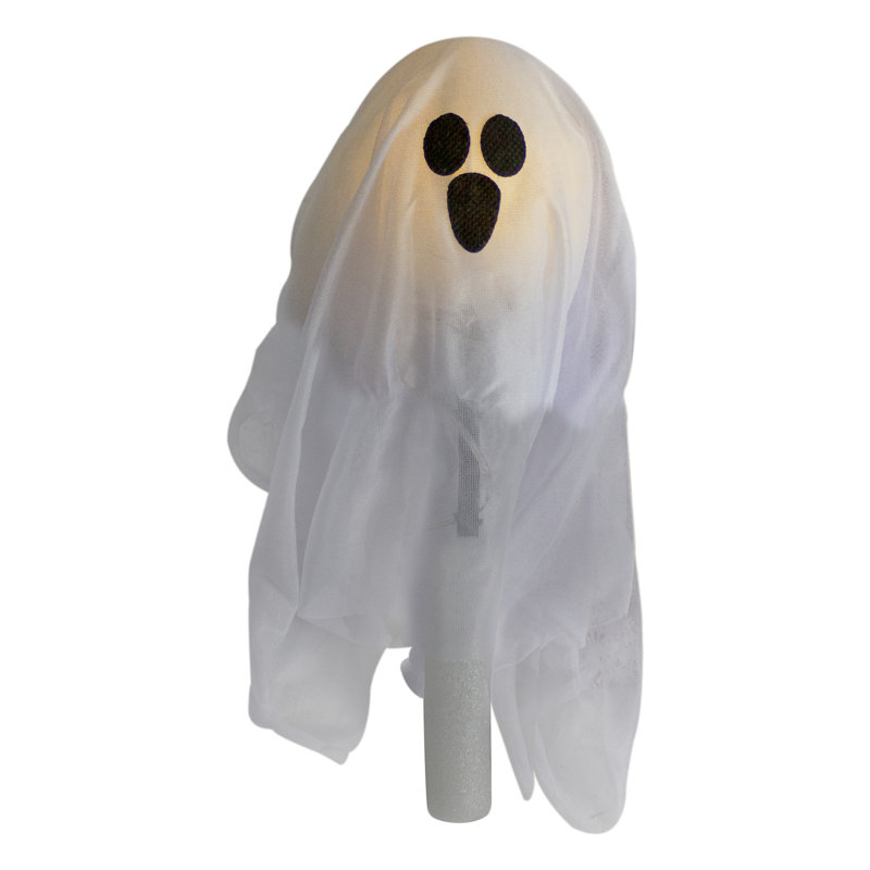 LED Lighted White Ghost Halloween Outdoor Pathway Markers 30"