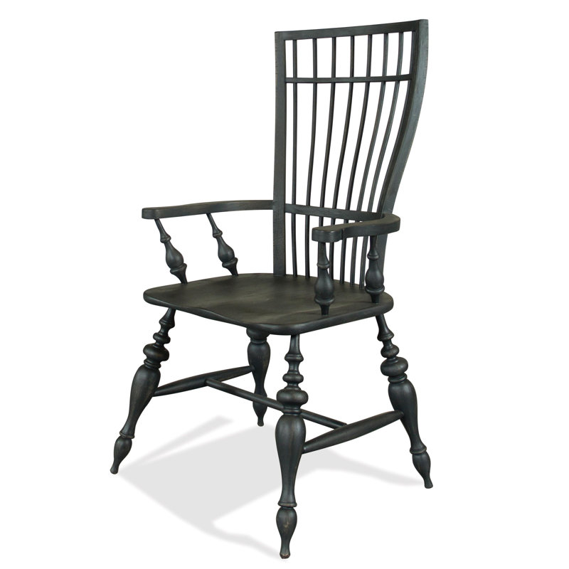 Morrisania 18'' H Solid Wood Armchair, Charred Oak