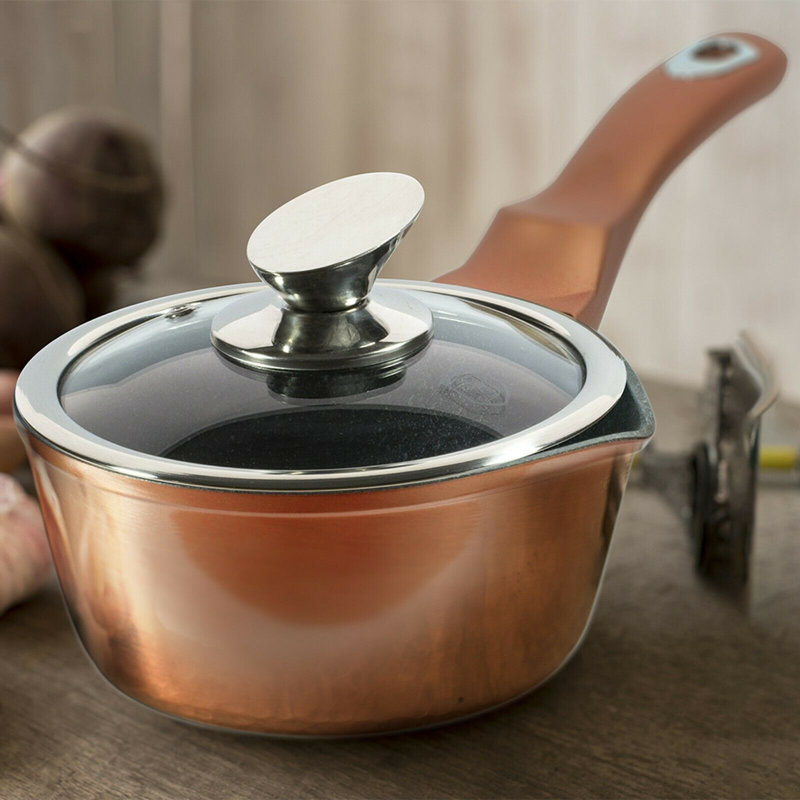 15 - Piece Non-Stick Aluminum Cookware Set, Rose Gold