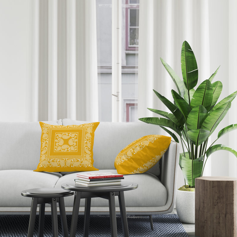 Outdoor Reversible Throw Pillow, 19W" x 19H", Yellow