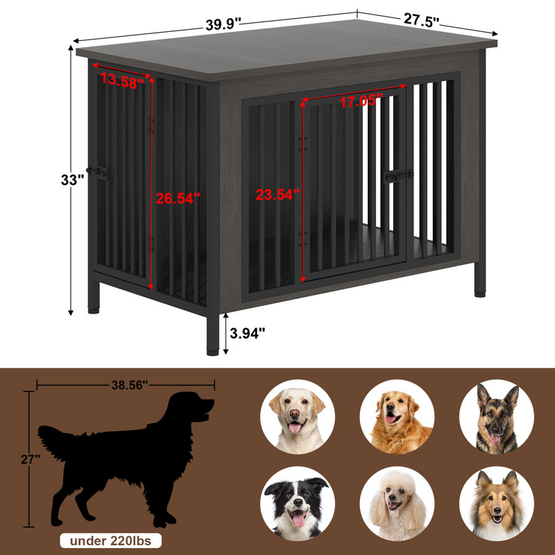 Fidelmar Furniture Style Crate, Dark Gray, 33" H x 39.9" W x 27.5" D