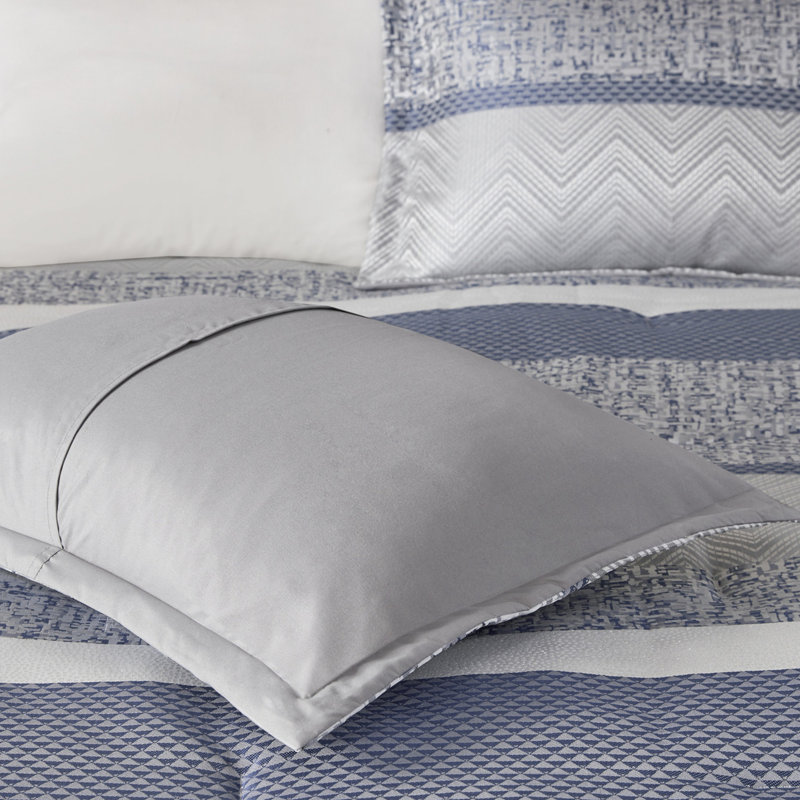 Bedding -  Barrier 7 Piece Comforter Forest Pattern, Queen Comforter + 6 Additional Pieces, Navy