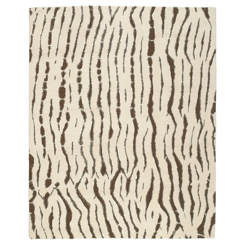 Kilimanjaro Wool Area Rug in Ivory/Black, Rectangle 6' x 9'