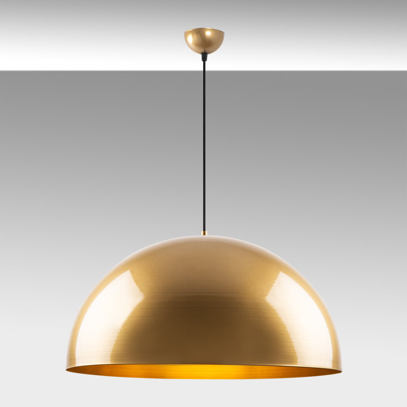 Luminaire de lustre élégant en or, corps en métal, hauteur réglable (46 - 126 cm / 18,1 - 49,6 pouces) | Abat-jour de 23,6 po de diamètre | 1 x douille E27 (40 W maximum) | Parfait pour la salle à manger, le salon et le vestibule, design élégant et moderne