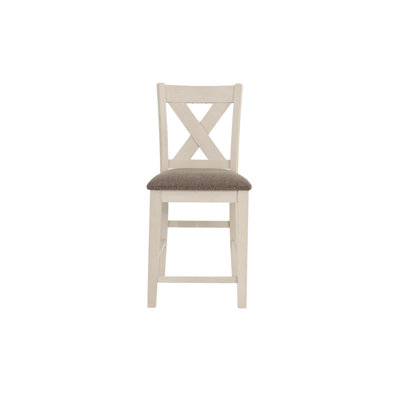 Modern Counter Height Dining Chair Of 2, Cushion Seat And X Back In /Cream 2 Chairs, Height, Wood With Cream