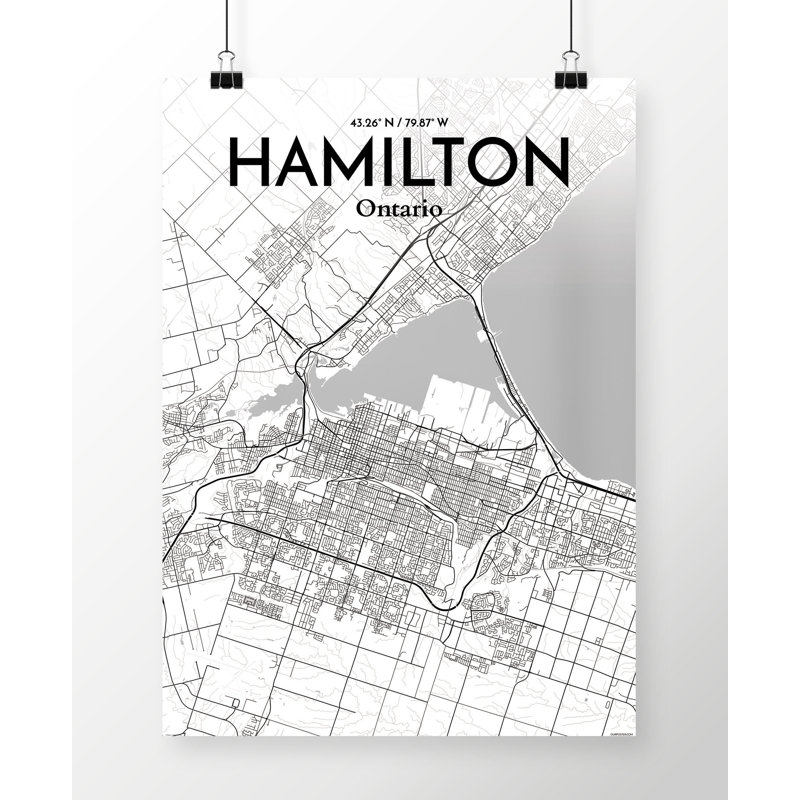 Hamilton City Map 1 Piece Wall Art, 51 cm H x 41 cm W