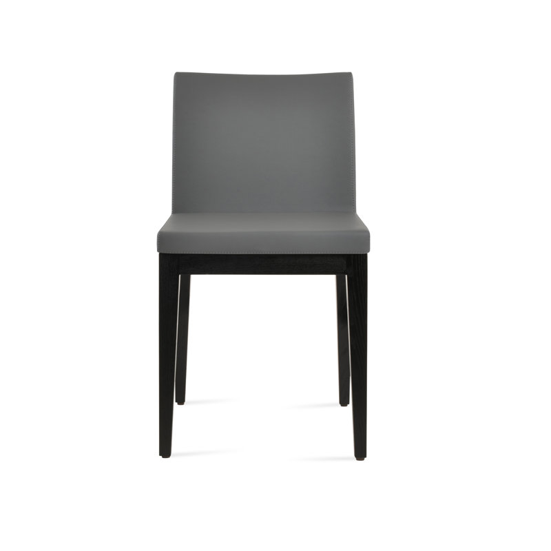 ARIA en cuir rembourré chaise, PPM Leatherette - Gris, Wengé
