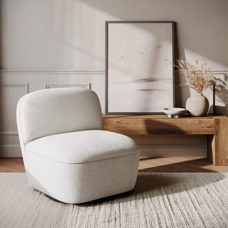 Modern Upholstered Swivel Accent Chair with Hidden Storage, 360° Rotating Chair, Compact Chair, White