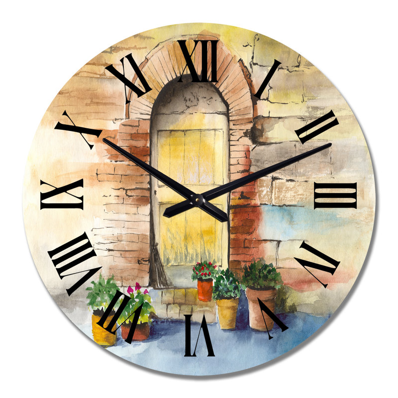 Vieille porte rétro de maison rustique - horloge murale rétro, Moyen