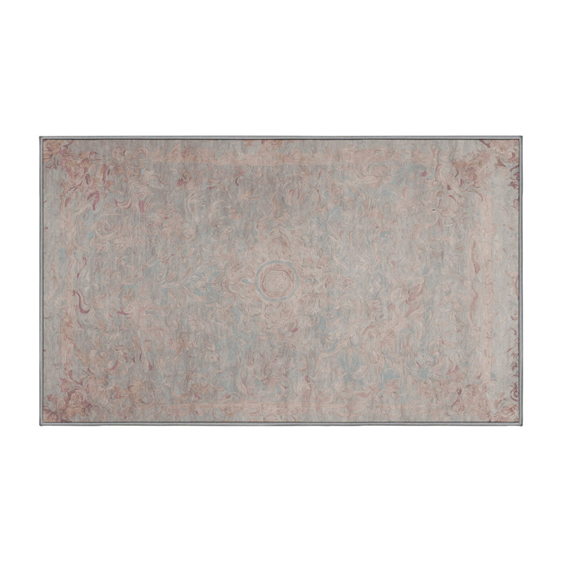 Tapis gris soyeux et moelleux, Rectangulaire 3 pi x 5 pi