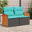 Ebern Designs Patio Sofa With Cushions 2-Seater Black Poly Rattan-1796832118