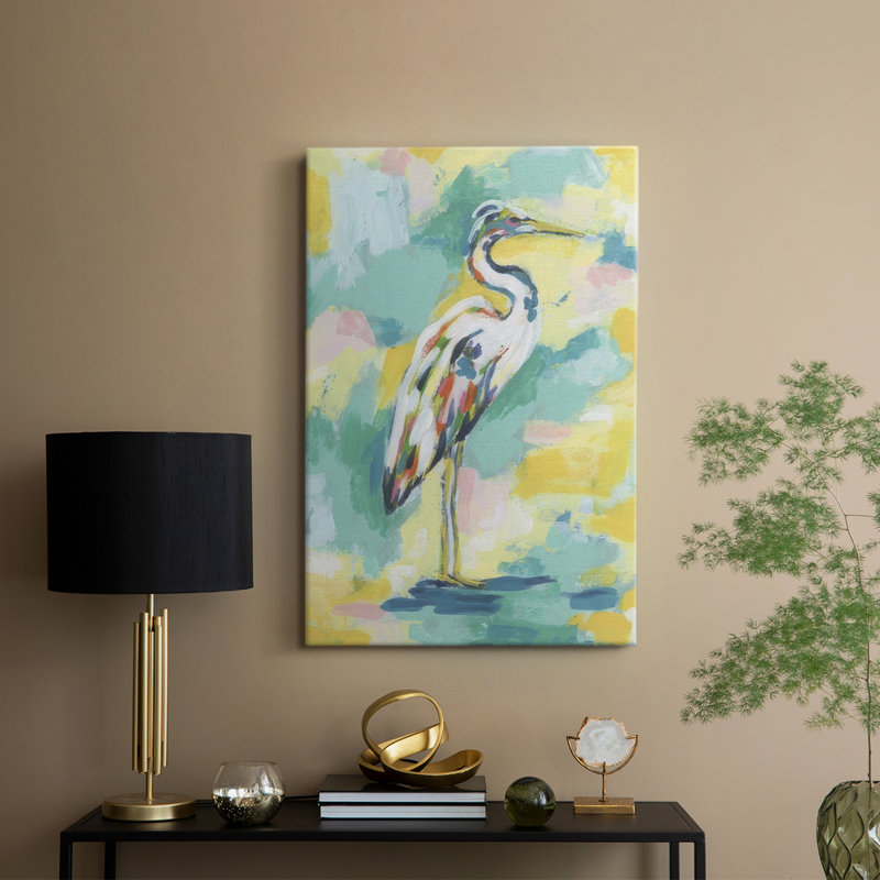 Bright Heron Fresco III - Cavas enveloppés de galerie, H 36 po x l 24 po