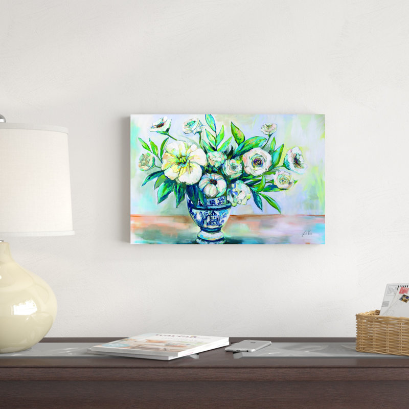 «Finesse» par Jeanette Vertentes - peinture sur toile tendue, H 12 po x l 18 po x P 1,25 po