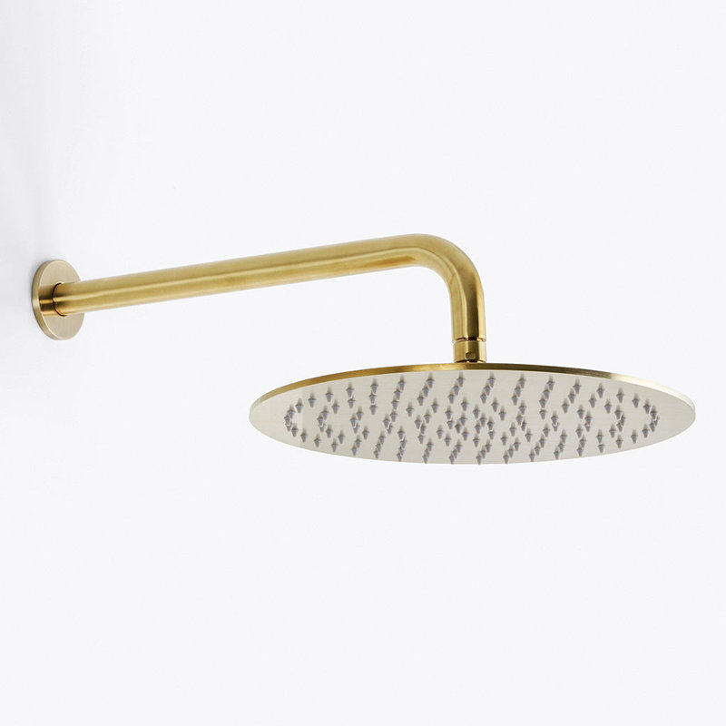 Metro Complete Round Shower Head - Wall Mount - 12" Brass/Brushed Nickel, Satin Brass