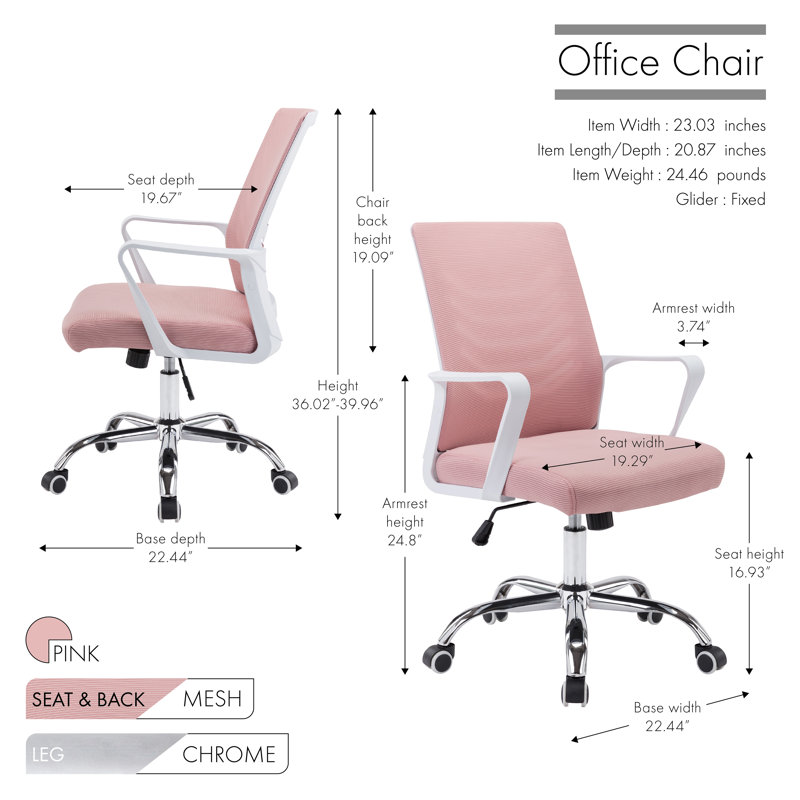 Fauteuil de conférence en filet Accrington, Rose, Blanc