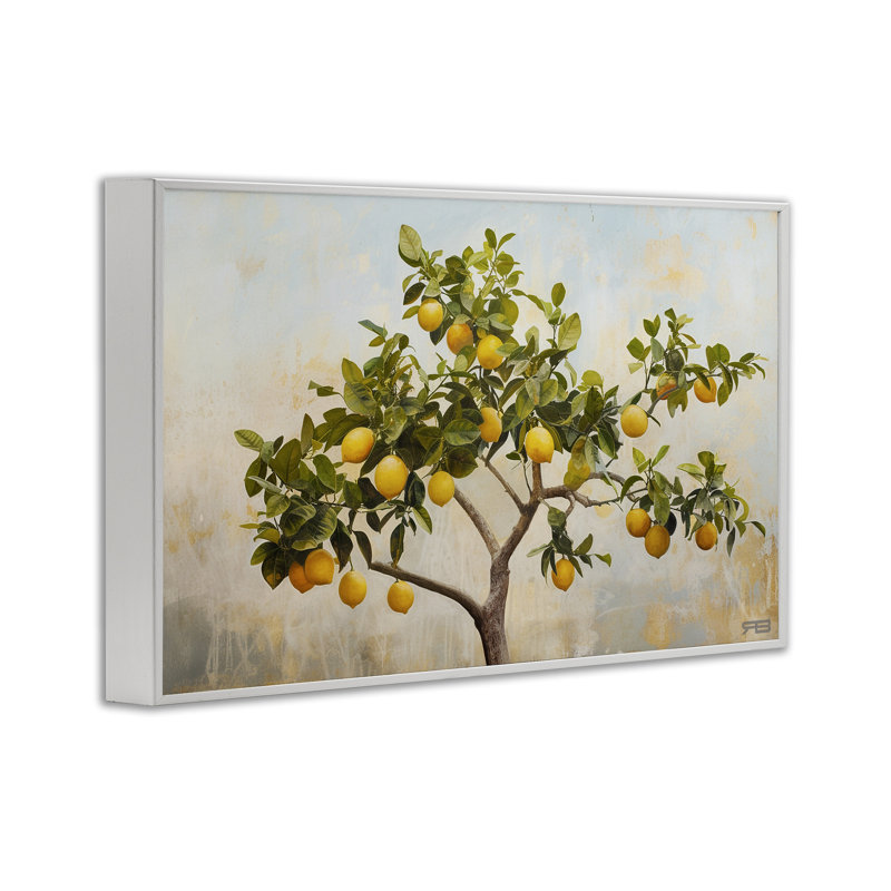 Lemon Tree Branches Giclee Art by RB, White Framed, 20" H x 30" W
