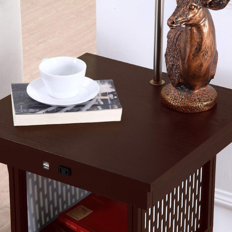 Madison 56 in. Modern LED Bedside Table Lamp with Fabric Drum Shade and Built-In USB Port - Bundle Set of 2, Brown, Brown