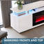 Meuble télé Bhhatu 70 po à 2 niveaux avec foyer électrique brillant, blanc / noir-552987851-568119055