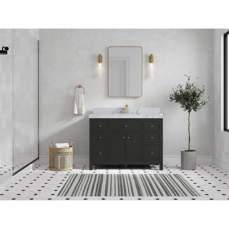 Sonoma 48 In. W X 22 In. D Single Sink Bathroom Vanity In Blacktop With 2 In. Venatino Quartz