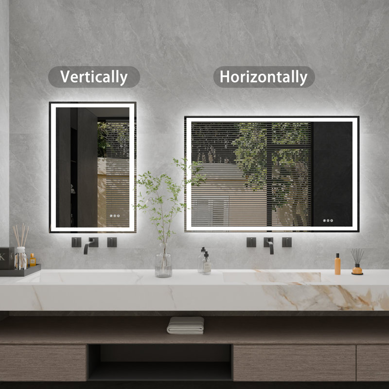 Miroir de salle de bain / meuble-lavabo à DEL 60 po x H 30 po avec éclairage antibuée et à intensité variable, 30 po x 60 po
