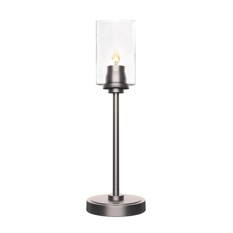 Lampe d'appoint Aneka illustrée d'un verre à bulles carré de 4 po, Graphite