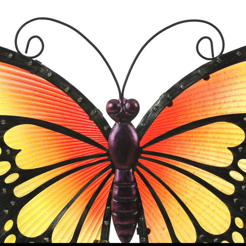 Handcrafted Orange and Yellow Metal Butterfly Wall Decor