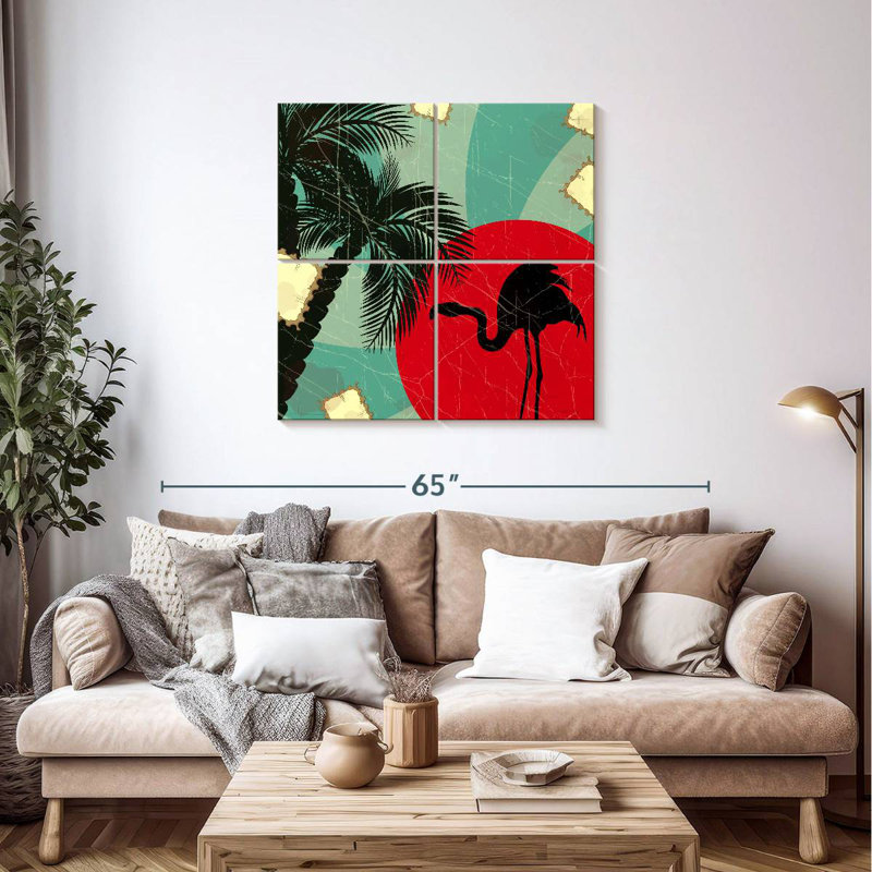 Brampt Retro Flamingo And Palm