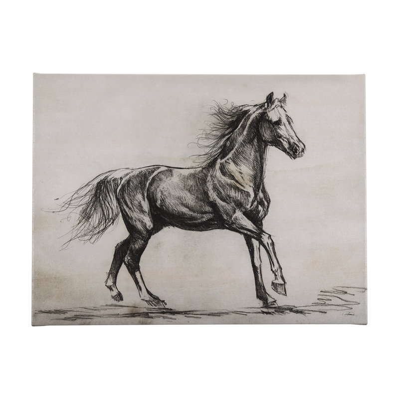 Old West Collection V ( Horse Sketch) a Hand Embelished Textured Canvas, 30" H x 40" W x 1.5" D