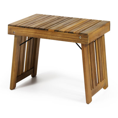 Wood Side Table With Foldable Feature - Slat Top, 21.11W X 13.96D 15.69H, Hue In Design For Chic, 15.69H