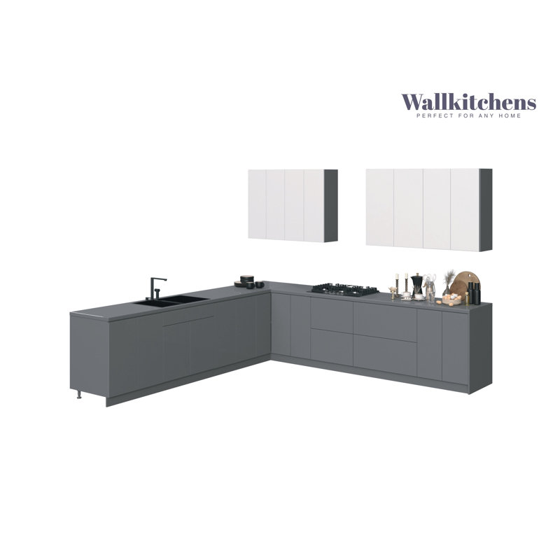 Cuisine complète moderne en panneau de fibres à densité moyenne l 130 po x P 130 po x H 96 po WALLKITCHENS 