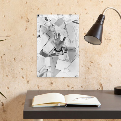 1950S Male Hand Sticking Out Of Pile Of Mail Bills Letters Drowning Classic Retro Vintage Wall Art
