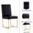 Modern Black Leather Dining Chairs with Gold Sleed Legs