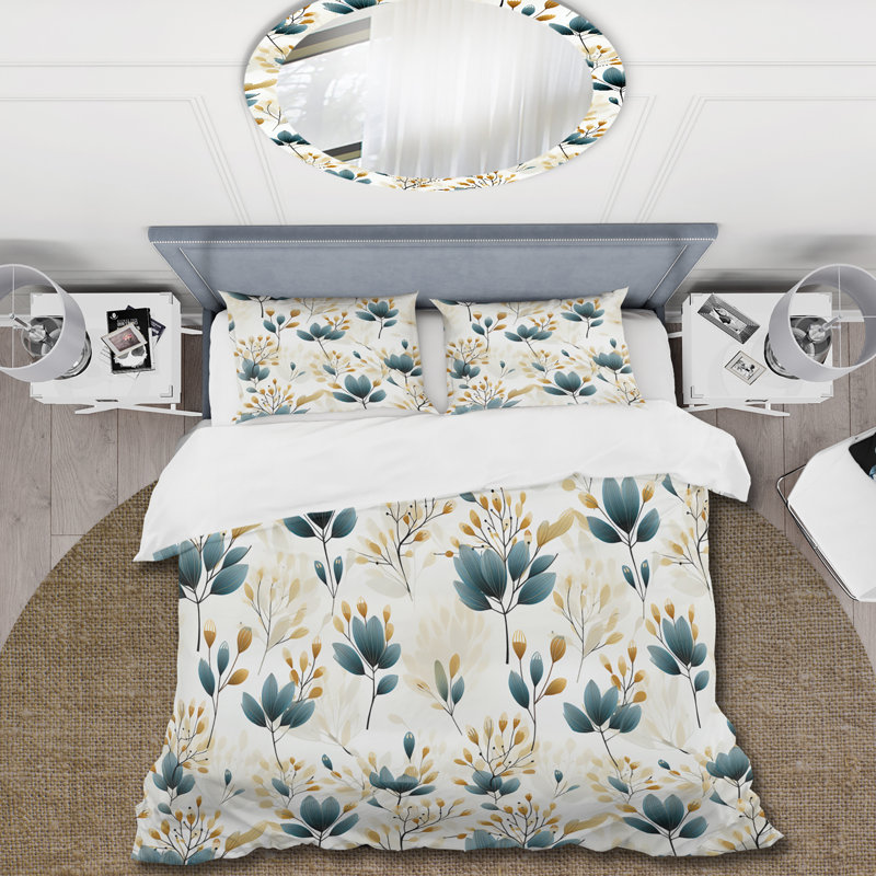 Ensemble de housse de couette Minimalist Botanics II, Housse de couette pour grand lit et 2 taies décor