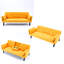  Canapé-lit 70 po en lin et coton convertible avec porte-gobelets et poches de rangement latérales-7928607