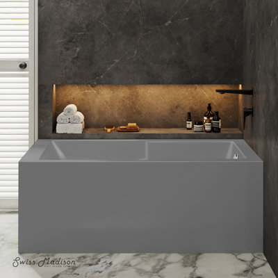 Claire 60 X 32 Right Drain Soaking Alcove Corner Apron Bathtub In Glossy Black