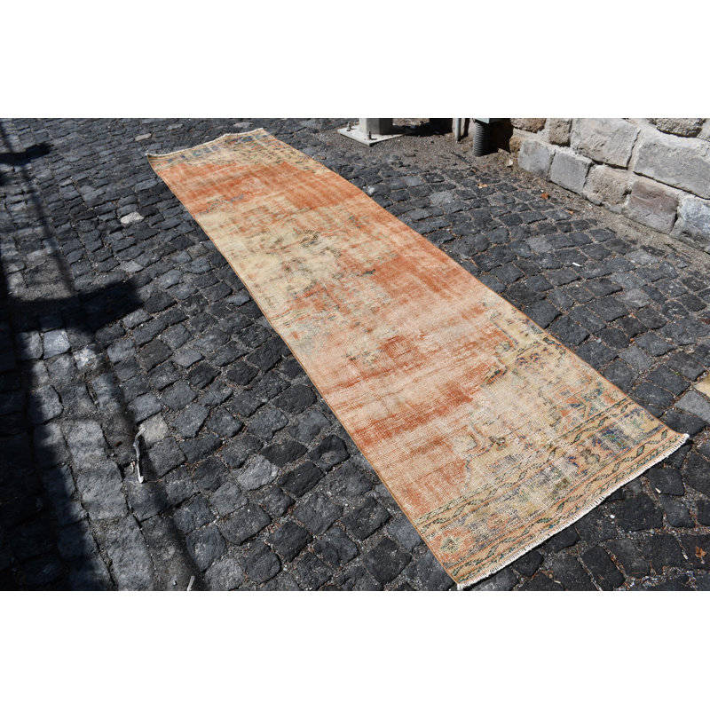 Tapis turc vibrant avec motif bohémien pour les couloirs et les escaliers - Matériau organique rouge / beige