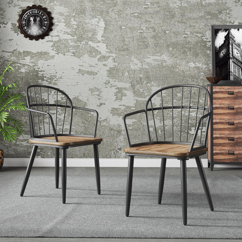 Manthey Wood and Metal Dining Chairs, 2