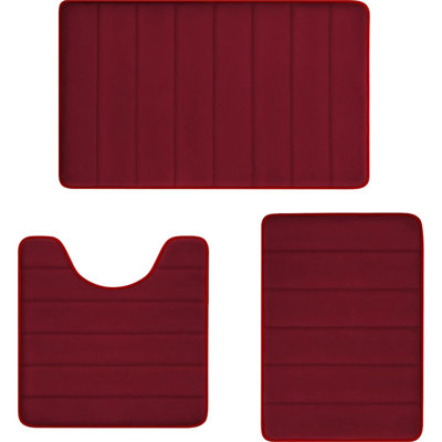 Ensemble de 3 tapis de salle de bain en mousse viscoélastique bourgogne