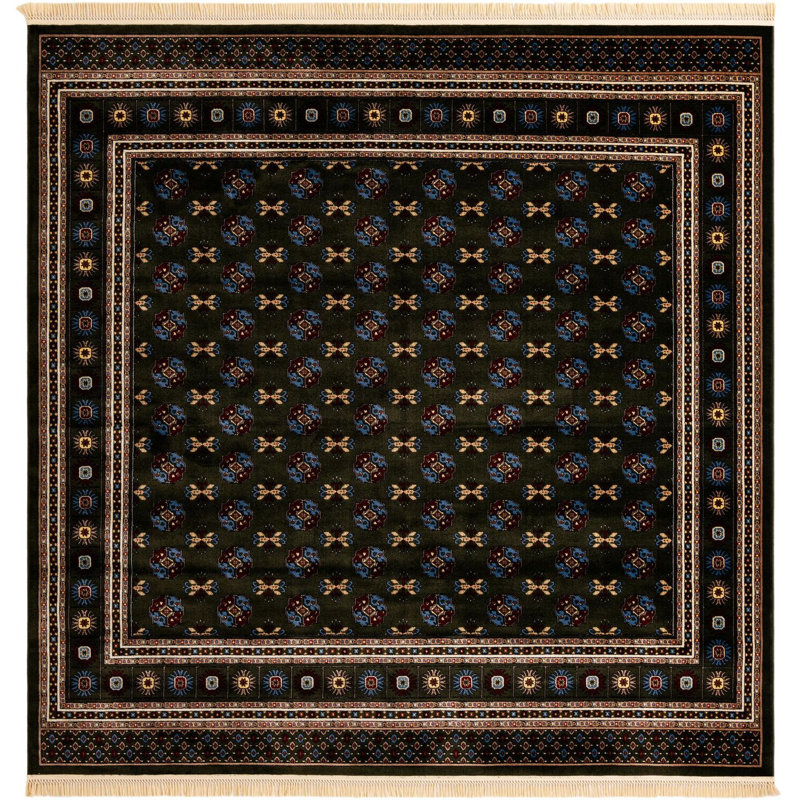 Tapis traditionnel Hinshaw vert foncé, Carré 10 pi