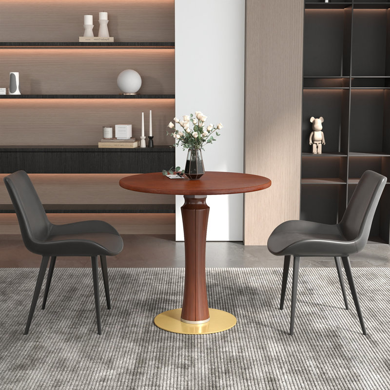 31.49 " Solid Wood Round Conference Table and 2 Chairs, Black
