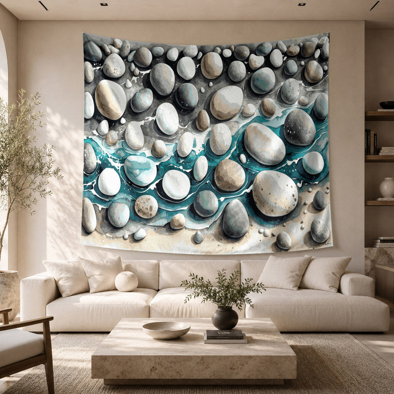 Tapisserie murale «Coastal Beach Pebble Plus», 26 po x 36 po
