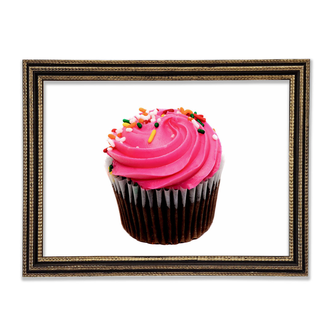 Gerahmtes Leinwandbild Pink Cupcake Sprinkle