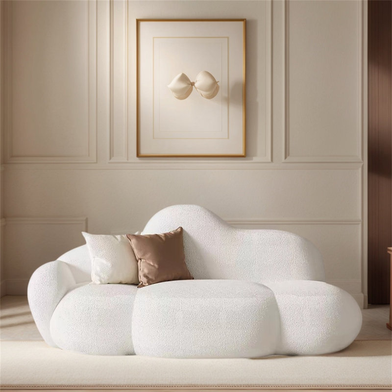 Modern Curved Velvet Loveseat, Small Double Sofa for Apartments with Upholstered Seating, for Living Room and Bedroom