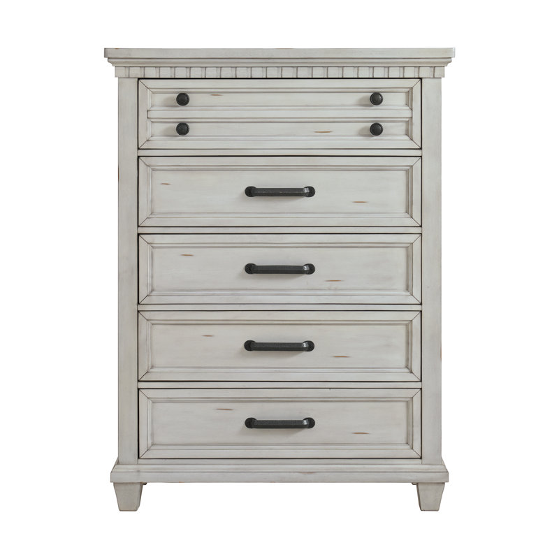 Commode 5 tiroirs Millwood Pines Aleydis, Blanc antique
