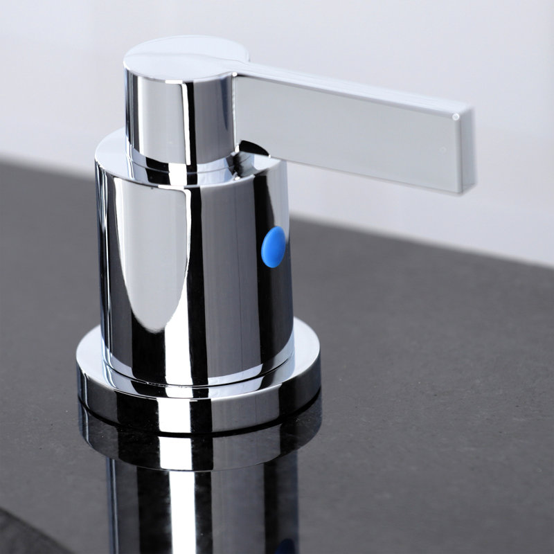 Kingston Brass NuvoFusion Two-Handle 3-Hole Deck Mount Widespread Bathroom Faucet with Brass Pop-Up Drain
