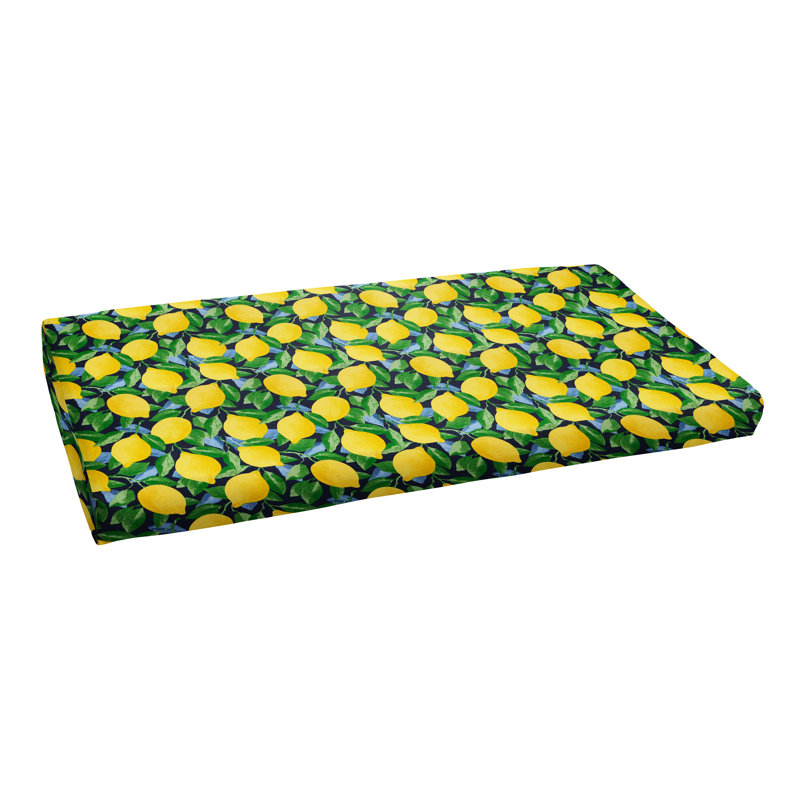 Nelson Outdoor Bench Seat Cushion, 2", 42" W x 20" D, Blue/Green/Yellow Novelty 