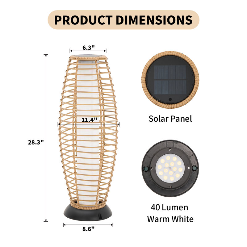 Andes 28.3'' Solar Powered Integrated LED Outdoor Floor Lamp